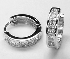 925 ECHT SILBER RHODINIERT *** Zirkonia Creolen Ohrringe 13 mm