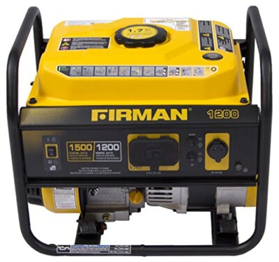 Firman P01202 1500/1200 Watt Recoil Start Gas Portable Generator cETL and CAR...