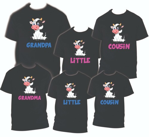 Cow Birthday T Shirt Family matching celebration reunion party tee mom kid Farm - Picture 3 of 11