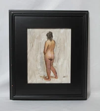 Nude Woman Figure Sketch by Scott Waddell 2009 Oil on Linen Panel Framed