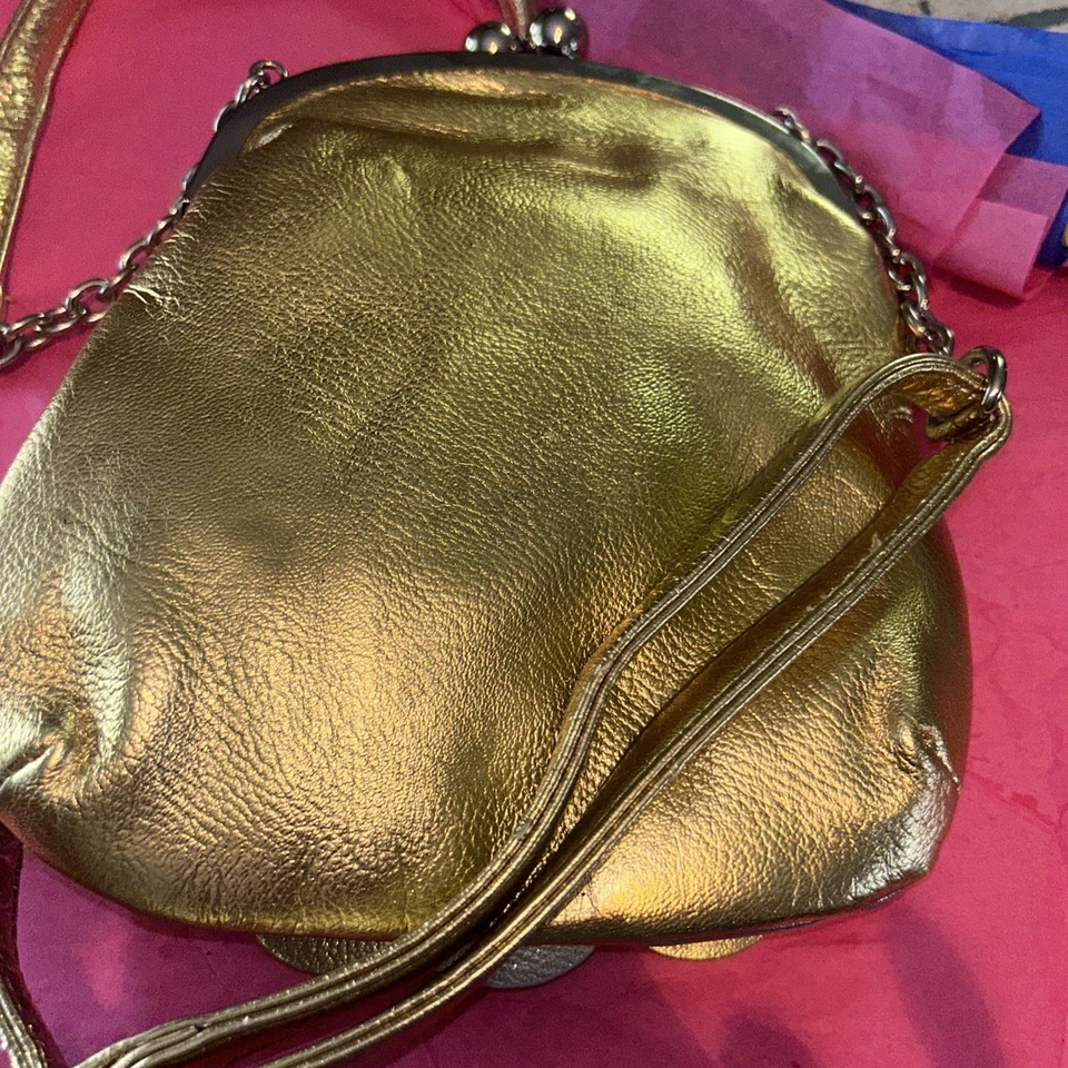 Súper Lindo Bolso Bandolera Rara Avis por Iris Apfel Dorado y Plata Pájaro Cartera Foto 2 de 4