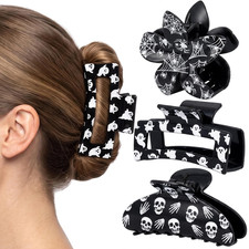 Halloween Spooky Spider Web Hair Claw Clips for Women Girls 3 Pack Accessories