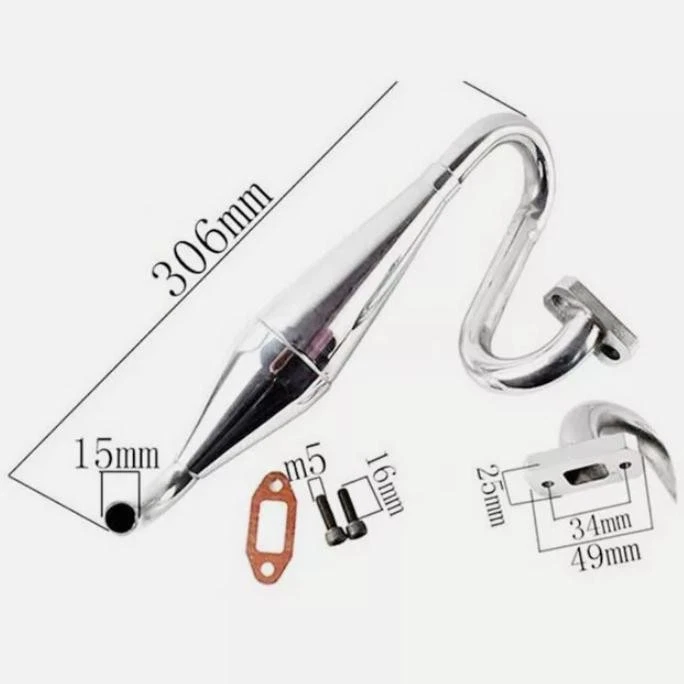 HSP 050024 Alloy Polished Exhaust Tuned Pipe Muffler Redcat Rampage MT TT 94050 - Image 4 of 4