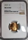 NGC MS-64 RD 1919-P Lincoln Cent, Cartwheeling, Full-Red, PQ specimen!