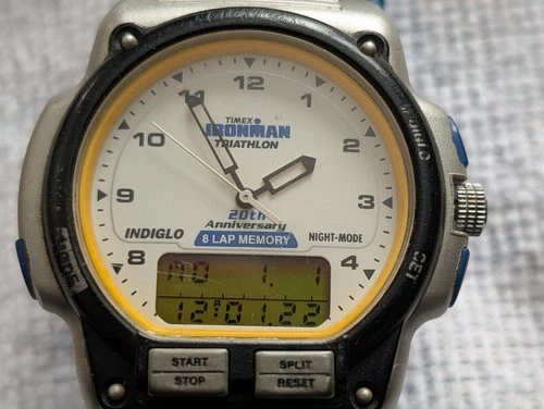 Timex Ironman Triathlon Vintage 1990s 100M Analog/Digital Watch w/ Indiglo WORKS
