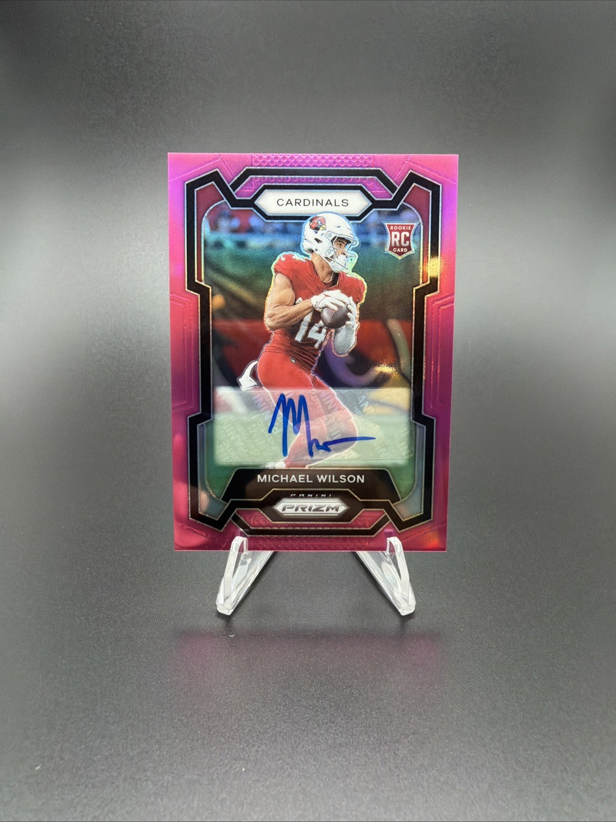 MICHAEL WILSON 2023 Panini Prizm Football PINK PRIZM AUTO RC Rookie SP #303🔥
