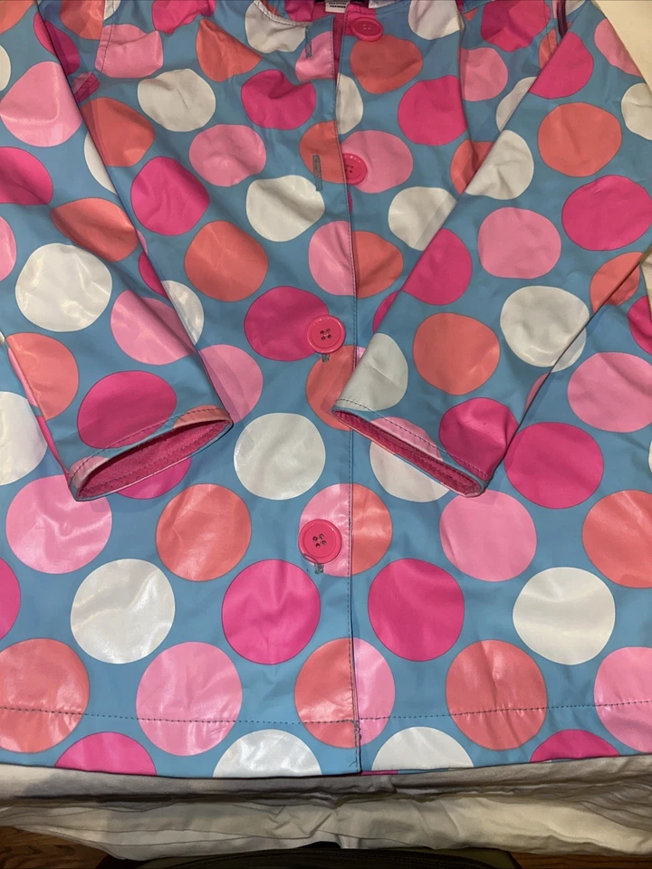 Chaqueta de lluvia con capucha roja y azul Hartstrings talla 5/6 para niñas Foto 4 de 4