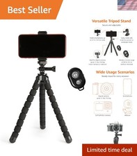 Portable and Flexible Tripod with Wireless Remote and Smartphone Clamp, 10-in...