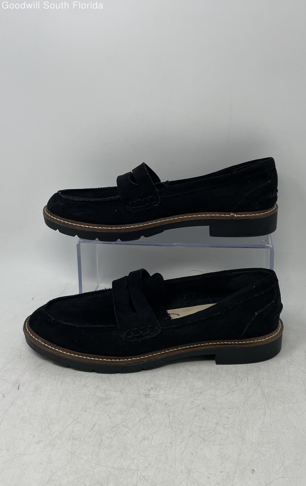 Anne Klein Womens Everly Black Moc Toe Slip-On Penny Loafer Shoes Size 8