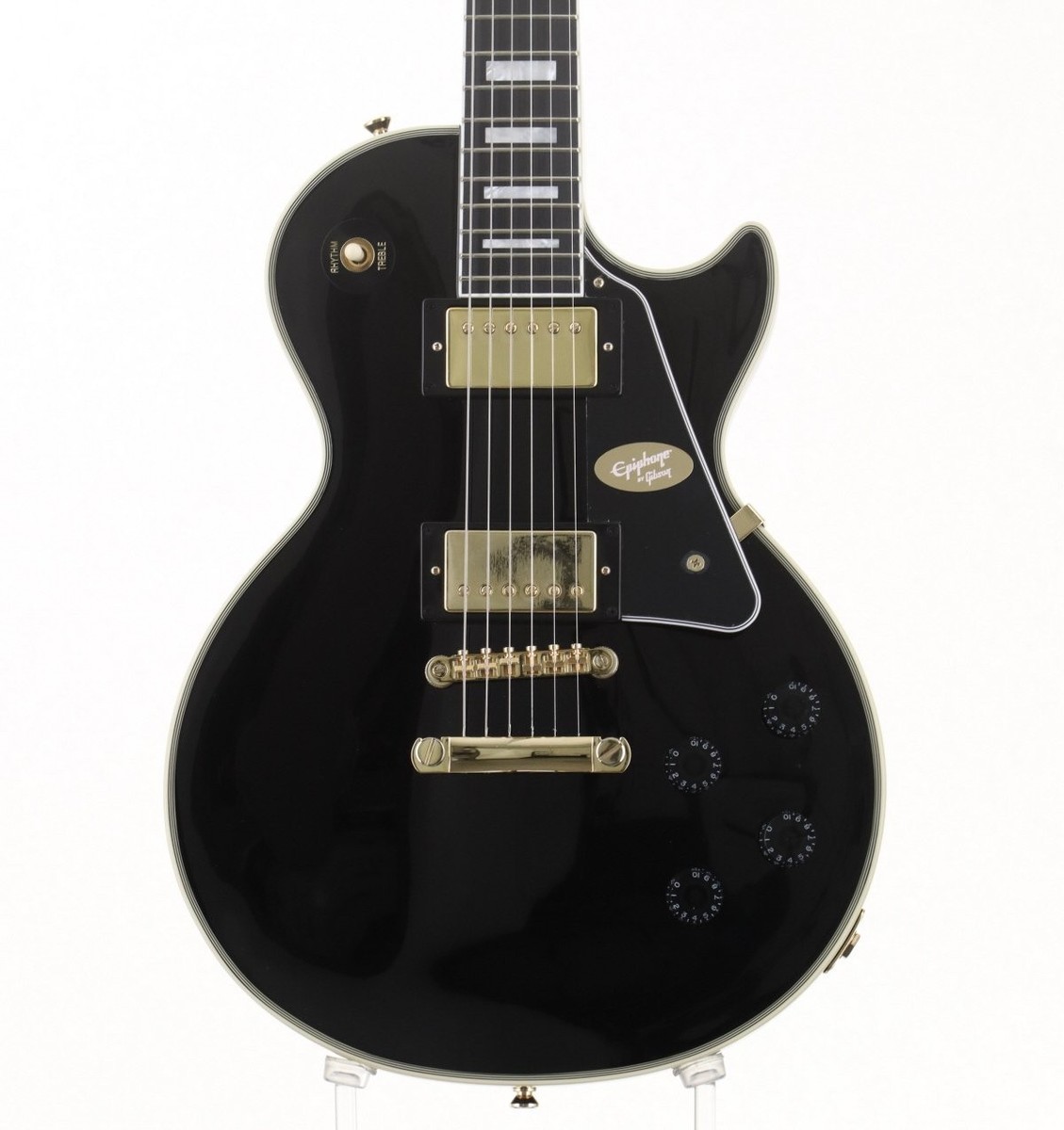 ギター Epiphone Inspired by Gibson Custom Ebony Epiphone Les Paul Custom Electric Guitar - Ebony | Sweetwater