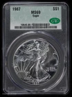 1987 $1 American Silver Eagle Dollar CAC MS 69 | Uncirculated UNC
