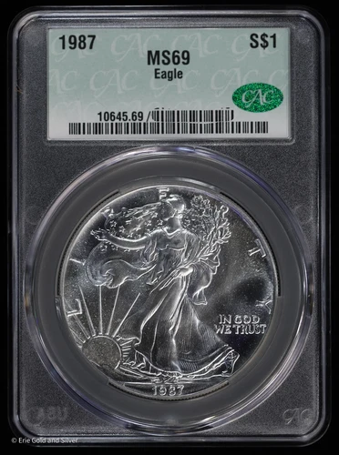 1987 $1 American Silver Eagle Dollar CAC MS 69 | Uncirculated UNC
