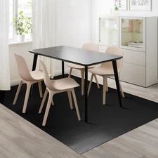 Vinyl Floor Mat for Home, Black Waterproof Area Mat for Under Dining Room Tab...