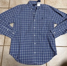NEW NWT Ralph Lauren Boys Button Up Dress Shirt Blue Plaid Large 16/18