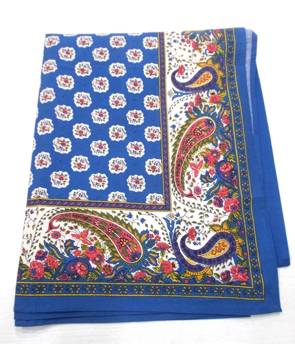 Williams Sonoma Blue Paisley 70 x 90 French Provencal Tablecloth Cottage Country