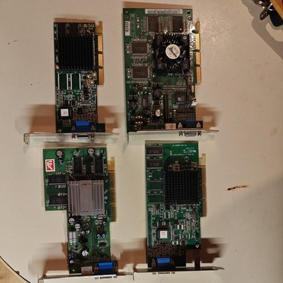 Lot of 4 Vintage AGP Graphics Cards ATI  VGA Video Cards