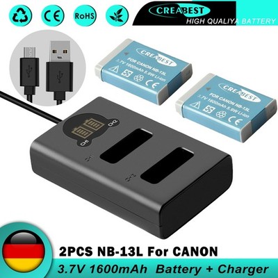 2× NB-13L Akku & Ladegerät Für Canon PowerShot G5X Mark III G9X SX620 720HS G7X