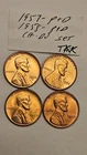 wheat penny 1957 P & D,1958 P & D LOT OF 4 RED CH BU LINCOLN CENT MS++ GEM UNC