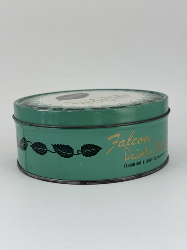 Vintage Falcon Dainty Mints Tin Green Mint Leaf Candy 1lb 6" - Picture 6 of 9