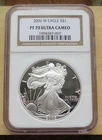 2006 $1 American Silver Eagle Proof Coin NGC PF70 Ultra Cameo Cert# 1994387-097