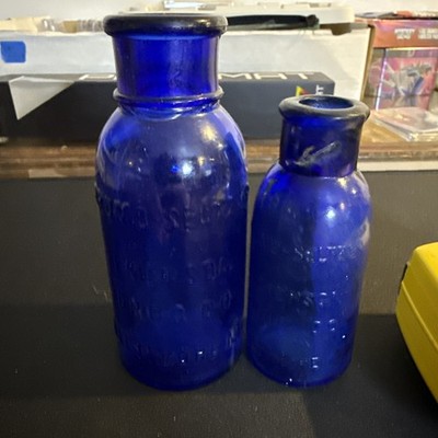 Antique Cobalt Blue Embossed Bromo Seltzer Emerson Drug Co Baltimore Bottle Lot