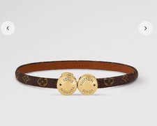 Louis Vuitton Historic Mini Monogram Bracelet in Brown Leather. Size 17.