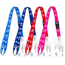4 Pack Waterproof Cruise Lanyards with ID Badge Reel Holder Detachable Buckle