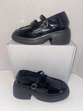 Women's Mary Jane Chunky Platform Shoes   Black Patent Leather  Size 250 /US 9