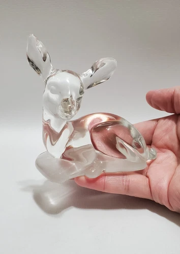 Vintage Fenton Clear Glass Deer Figurine, Marked, Excellent Condition