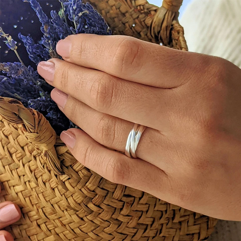 Silverly Anello Argento 925 5 Anelli Stile Matrimonio Russo - Immagine 4 di 4