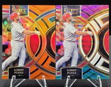 2 Card Lot ALBERT PUJOLS 2024 Panini Select ORANGE PREMIER SN# 18/49 & TRI-COLOR