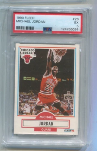 1990 Fleer - MICHAEL JORDAN - Card #26 Iconic Card Dunking - BULLS  PSA 5