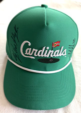 St. Louis Cardinals Green Golf Cap Signed Andy Van Slyke Matt Adams SGA 4/10/26