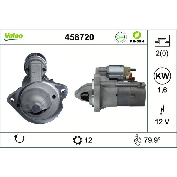 Anlasser Starter 12 V 1,6 Kw 12 ZäHne Valeo FüR U.A. Ford Fiesta-image