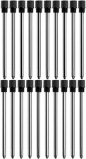 20 Pack 2.75" Black Ink Crystal Pen Refills Standard D1 Ballpoint Metal Refills