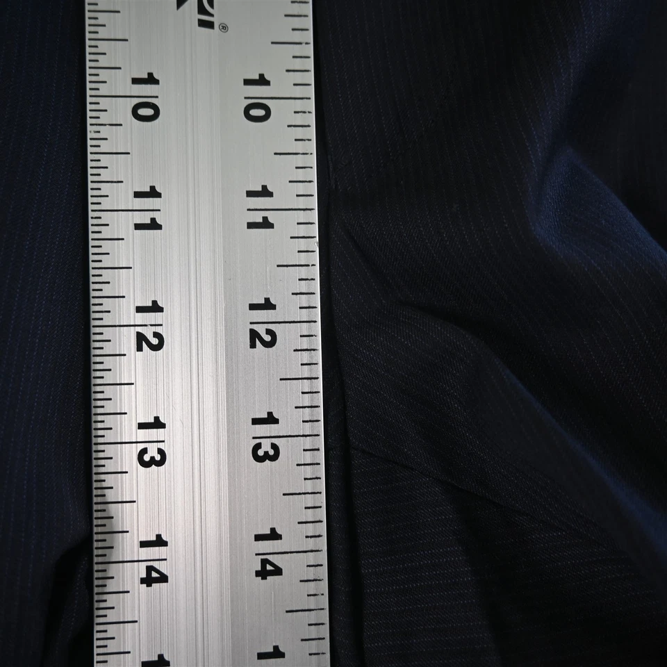 Jos. A. Bank 46x30 Navy Blue Striped 100% Wool Pleated Cuffed Mens Pants - Image 3 of 4