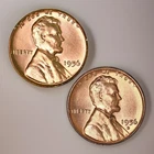 1956 P D Lincoln Wheat Cent Brilliant Uncirculated 2 Coin Year Set