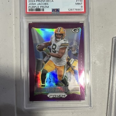 2024 Panini Prizm Deca Josh Jacobs #110 Orange Prizm /49 PSA 9