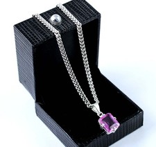 Certified Natural Pink Kunzite 8 Ct Emerald Cut Gemstone Latest Design Pendant