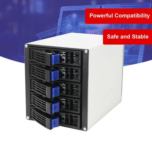 HDD Enclosure Hot Swap Cage 5-Bay 3 x 5.25" Drive Bays 5x SATA 3.5"/2.5"Sas HDD
