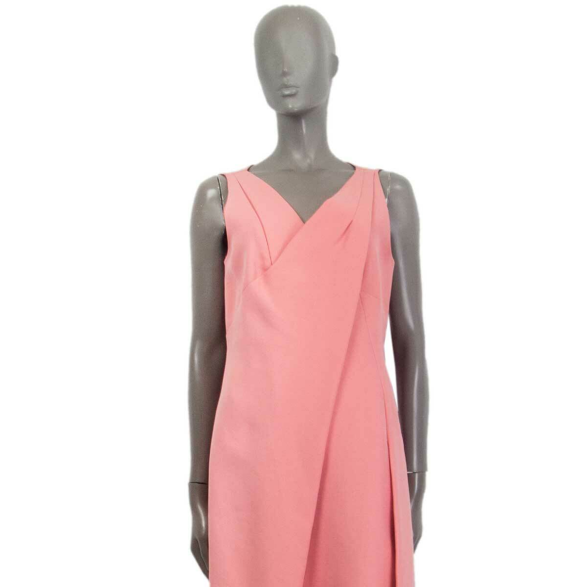 63019 auth PRADA baby pink cotton DRAPED Sleeveless Dress 44