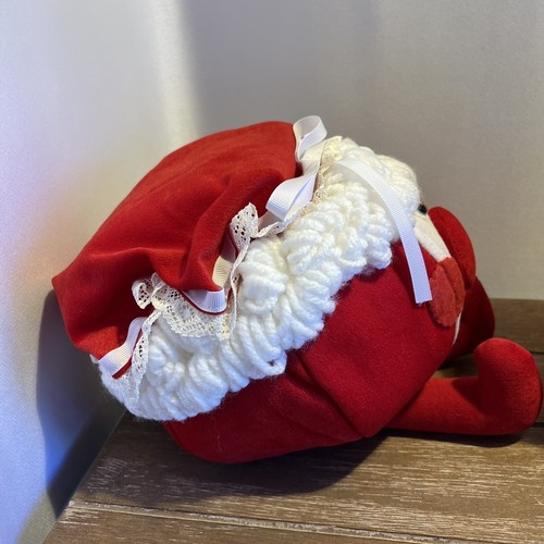 Vintage Weihnachten Plüsch Handarbeit Weihnachtsmann Frau Claus 70er EUC EICHE Unikat - Bild 9 von 14