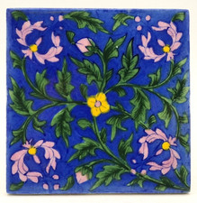 Fireplace Tile Hand Painted Underglaze Persian Style Design