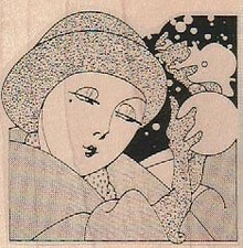 Lady With Ball 2 1/2 x 2 1/2" Rubber Stamp, Person Stamp, Lady Stamp