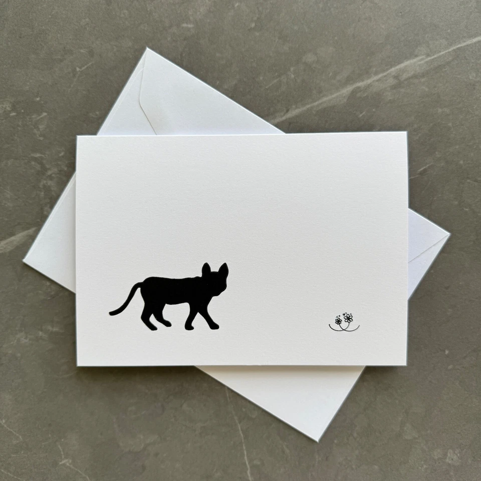 4 Cat Greeting Cards, Black Cat Note Cards, with envelopes, folded blank cards - Image 3 of 4