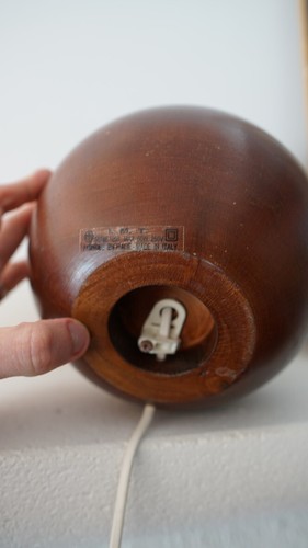 Lampe à poser boule bois massif IMT Italy Mid Century 70s Wood Table Lamp - Imagen 7 de 11