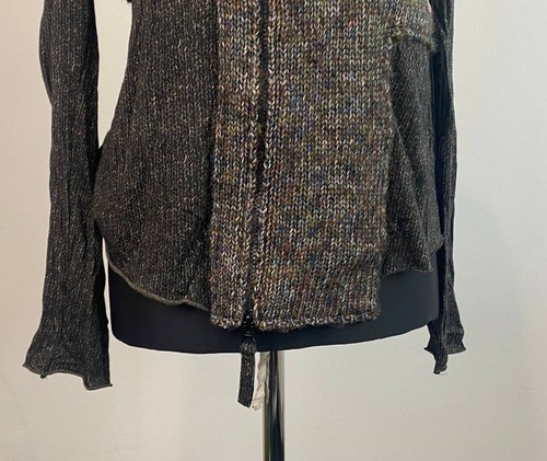 RUNDHOLZ Black Label Gray Asymmetric Striped Print Ful Zip Long Sleeve Size M - Picture 4 of 12