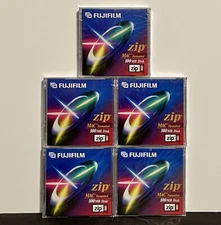 Lot Of 5 Fujifilm 100MB Mac Formatted Zip Disc - Brand New Sealed