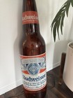 Working 3ft x 9" Budweiser hard plastic Lighted bottle Sign Beer Vintage 1970s