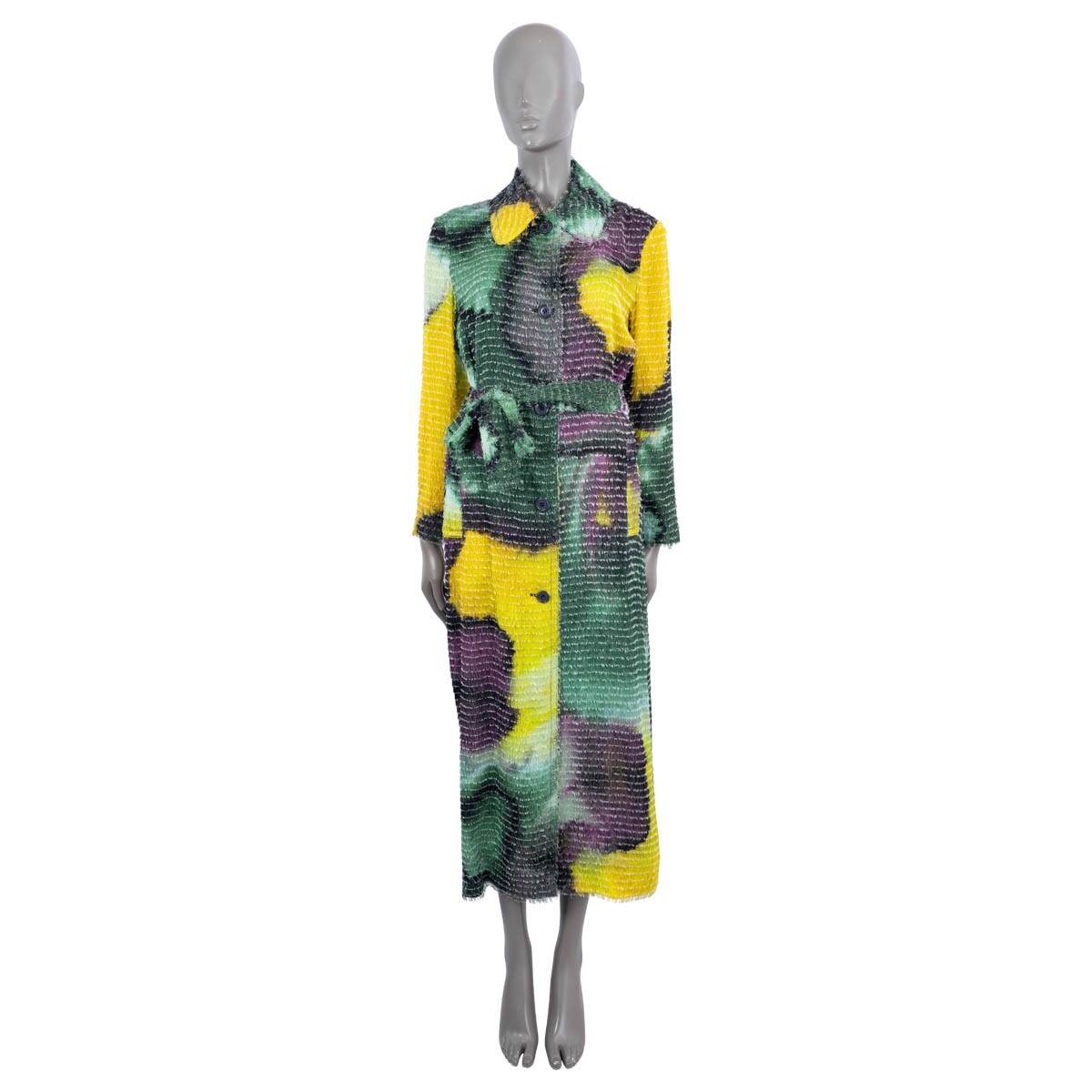 68387 auth DRIES VAN NOTEN multi 2022 ROLANO BELTED TIE-DYE Coat 